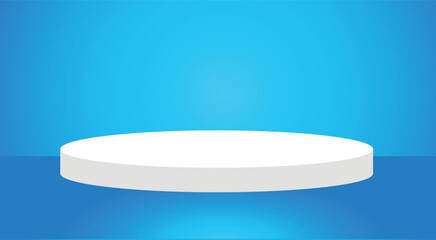 White 3D podium on blue gradient background