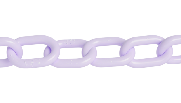 Purple chain link symbol of strength and connection isolated on white background