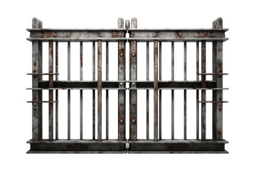 A Cage of Steel and Bars. White or PNG Transparent Background.