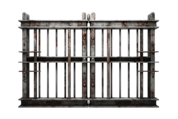 A Cage of Steel and Bars. White or PNG Transparent Background.