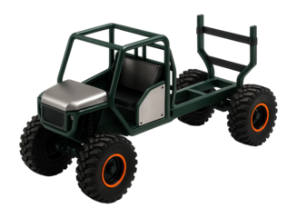 Heavy-duty log hauler with high ground clearance and robust tires