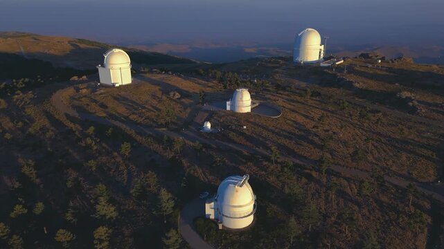 Aerial view of the Calar Alto astronomical observatory (CAHA), Almer&iacute;a, Andalusia, Spain
