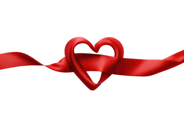 Heart-Shaped Ribbon. White or PNG Transparent Background.