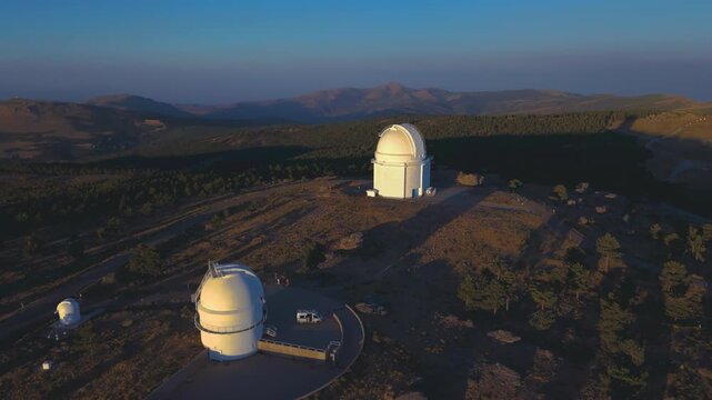 Aerial view of the Calar Alto astronomical observatory (CAHA), Almer&iacute;a, Andalusia, Spain