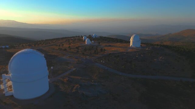 Aerial view of the Calar Alto astronomical observatory (CAHA), Almer&iacute;a, Andalusia, Spain
