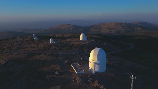 Aerial view of the Calar Alto astronomical observatory (CAHA), Almer&iacute;a, Andalusia, Spain