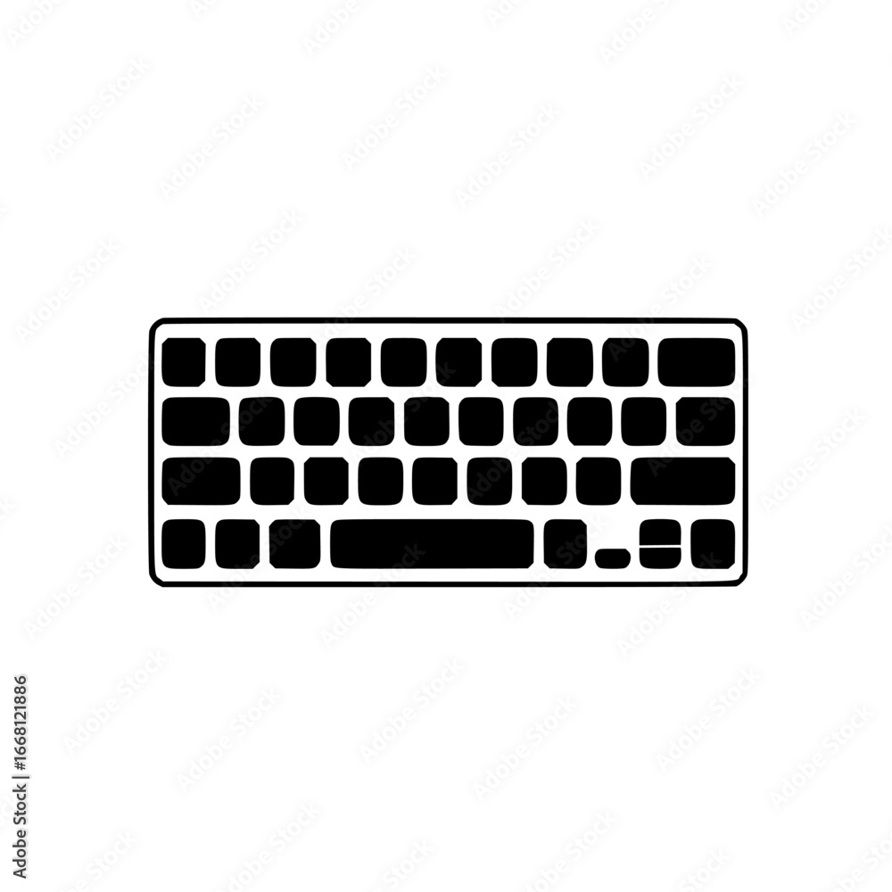 Poster keyboard on a white background displaying a flat design and showing a modern layout with various key