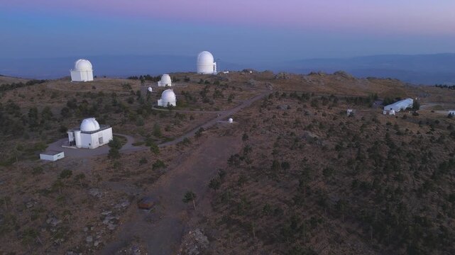 Aerial view of the Calar Alto astronomical observatory (CAHA), Almer&iacute;a, Andalusia, Spain