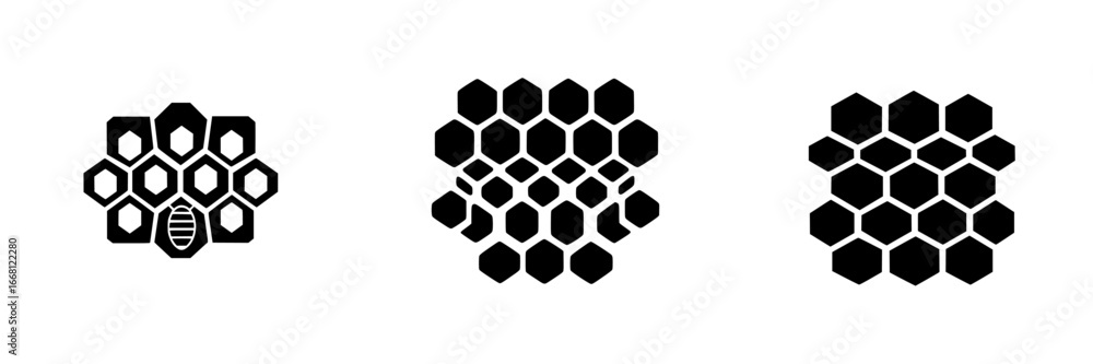 Aufkleber abstract designs of honeycomb patterns in black and white showcasing the structure of bees' nests