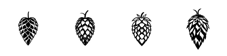 Obraz premium Detailed black and white illustrations of pine cones representing various stages of growth and texture for natural design