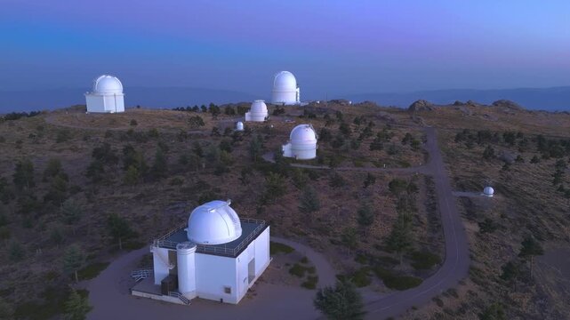 Aerial view of the Calar Alto astronomical observatory (CAHA), Almer&iacute;a, Andalusia, Spain
