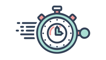 Stylized stopwatch icon with motion lines indicating speed and urgency against a black background