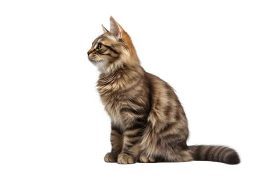 The Curious Cat. White or PNG Transparent Background.