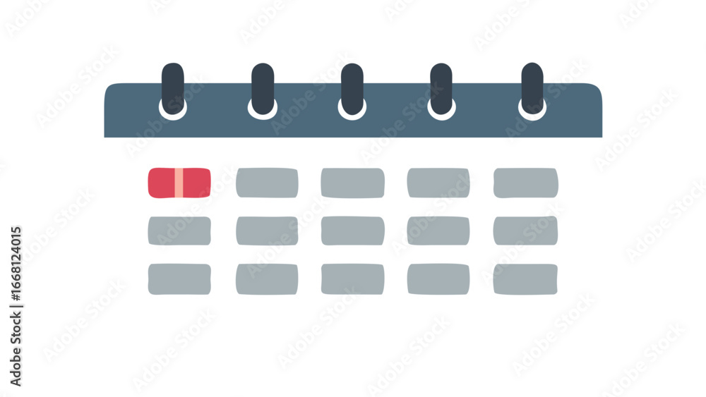 Poster simple flat design illustration of a calendar with a highlighted day marking an important event or a