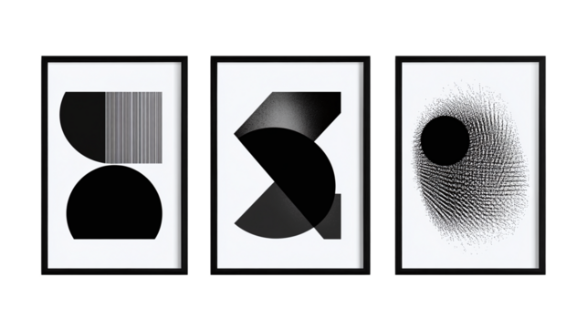 modern abstract poster collection isolated on transparent background