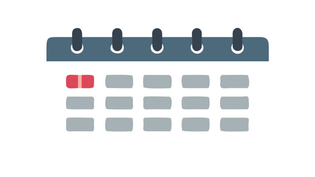 Simple flat design illustration of a calendar with a highlighted day marking an important event or appointment on a black background