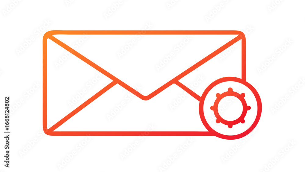 Poster email settings icon with a gradient orange outline on a black background representing communication 