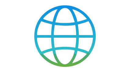 Abstract stylized globe icon with a smooth blue to green gradient on a black background representing global connectivity and the internet