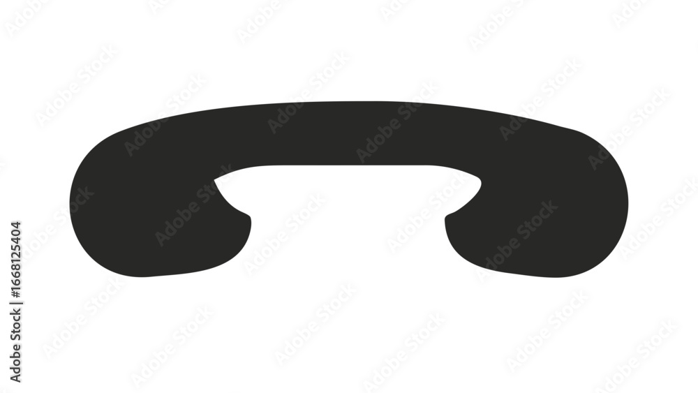 Poster a simple abstract dark gray curved shape resembling a horseshoe or a stylized c against a solid blac