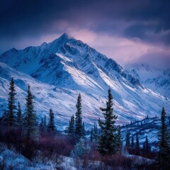 Obraz premium breathtaking wilderness snowy mountain Alaska