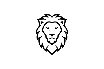 Bold white stylized lion head logo with a thick mane and beard on a stark black background representing strength and power