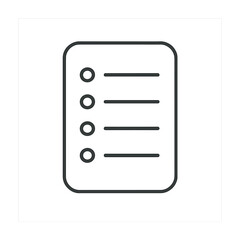 Minimalist black and white to-do list icon with bullet points