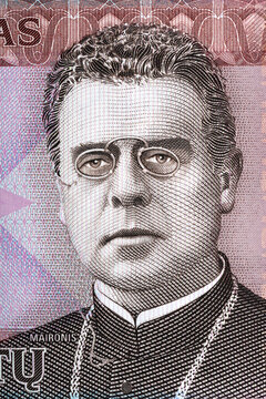 Justas Tolvaisis a closeup portrait from Lithuanian money