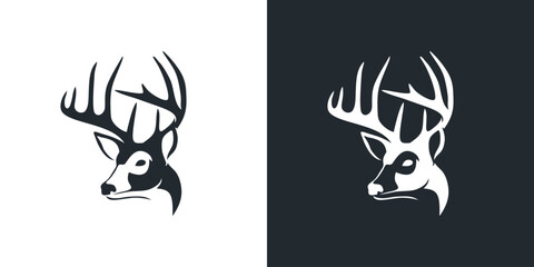 Deer head stag buck horn silhouette abstract icon logo