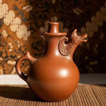 clay jug on a wooden table