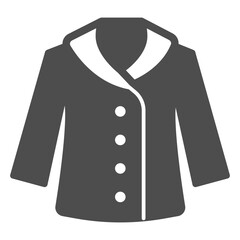 Warm coat with buttons solid icon, autumn clothing concept. Vector graphics. Coat for women sign, clothes on white background, glyph style icon for mobile or web design.