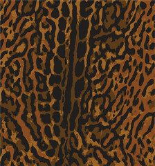 Leopard print. Vector seamless pattern. Animal skin background with black and brown spots on beige backdrop. Abstract exotic safari texture. Jaguar, leo, puma cheetah fur pattern. Repeat design
