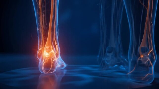 Restless Legs Syndrome (RLS) - Highlighted nerves indicate neuropathic leg and foot pain. 4k video