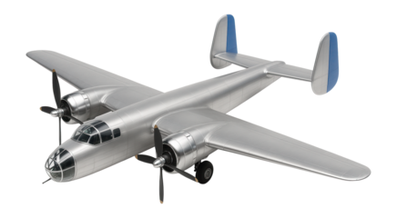 Vintage propeller-driven bomber with twin tail fins and glazed nose