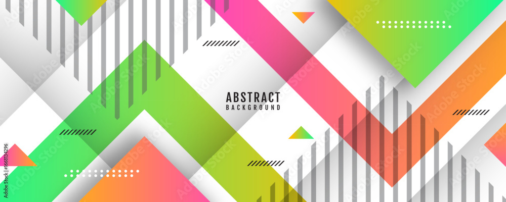 Poster geometric abstract background overlap layer on bright space with colorful arrows effect decoration. 