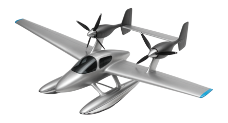 Twin-fuselage seaplane with central cockpit and high-mounted engines