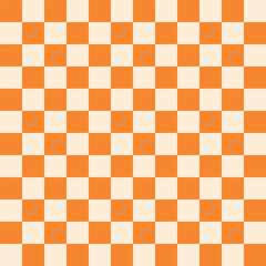 A seamless orange and cream checkerboard pattern vector, perfect for modern digital backgrounds, packaging, and surface design.
