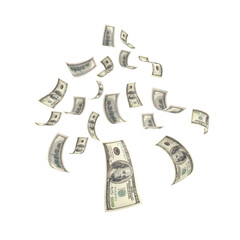 Money raining down in a festive tree shape against a dark background