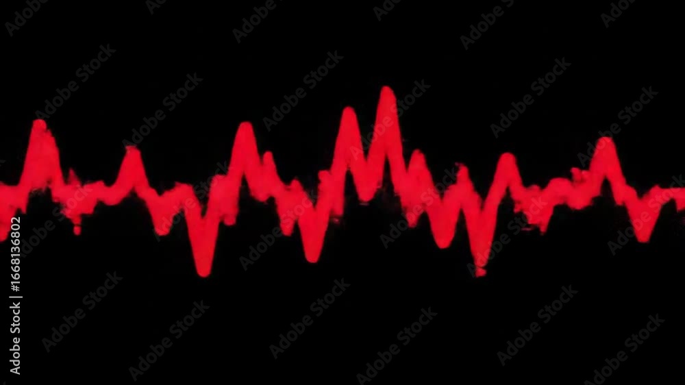 Poster abstract red sound waveform visualization on dark screen