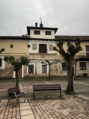 Seventeenth-century noble house in Fuentes de Nava, Palencia with heraldic stone facade