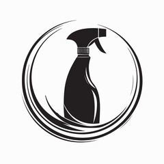 Spray bottle circle logo vector design for cleaning and hygiene brand