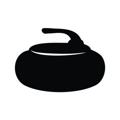 Stylized black silhouette of a curling stone for ice sport illustration, curling stone illustration silhouette