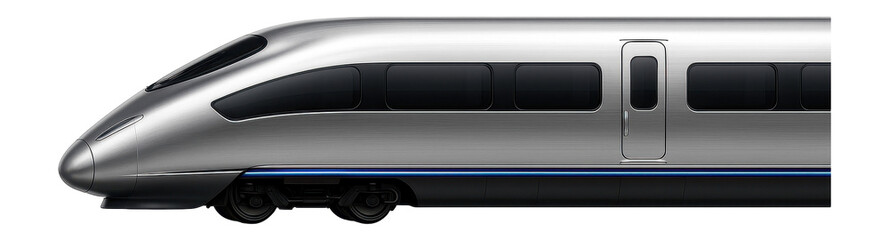 Obraz premium Streamlined bullet train carriage with smooth metallic exterior and elongated windows