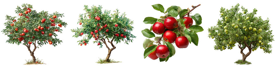 Obraz premium apple trees red apples green apples fresh fruit on transparent background
