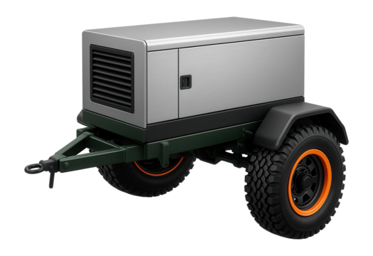 Electric generator on an all-terrain trailer with oversized wheels