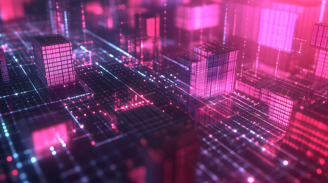 Abstract 3D grid representing a websites architecture, Website development