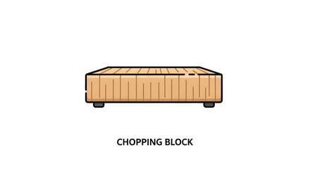 Illustration of a wooden chopping block with dark outlines on a white background isolated ai generated