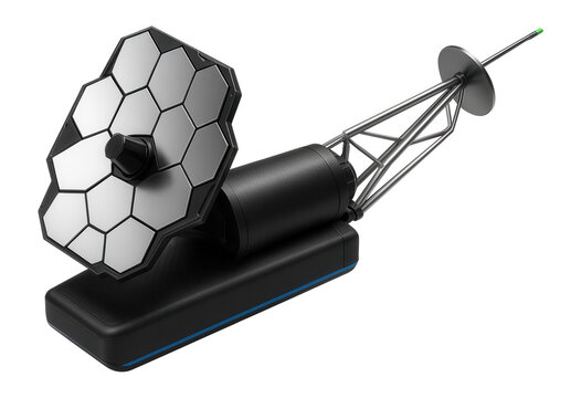 Space telescope with composite mirror array and extendable antenna