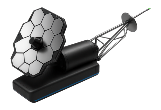 Space telescope with composite mirror array and extendable antenna