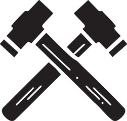 Crossed hammers vector graphic - mining, construction, blacksmithing icon eps silhouette