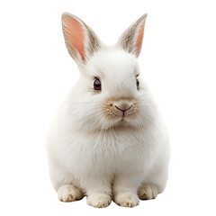 Obraz premium Cute White Rabbit PNG Isolated on Transparent Background, Realistic Bunny Clipart